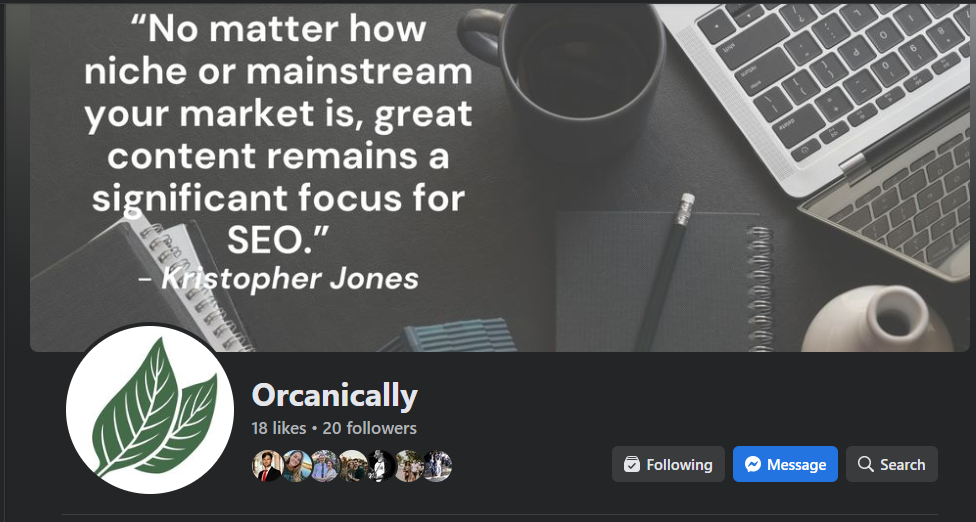 A screenshot of Orcancally's business page on Facebook.