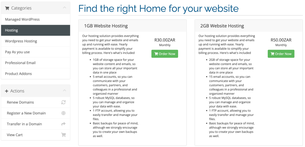 This is where to go to find the cheap hosting package on Priority One.