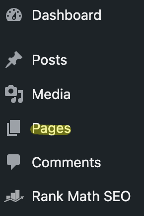 Navigate to pages on the WordPress backend.